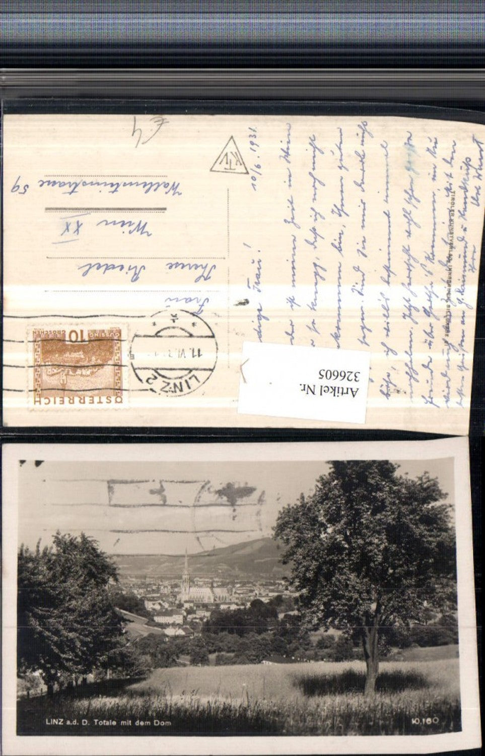 326605,Linz an d. Donau Teilansicht m. Dom Kirche