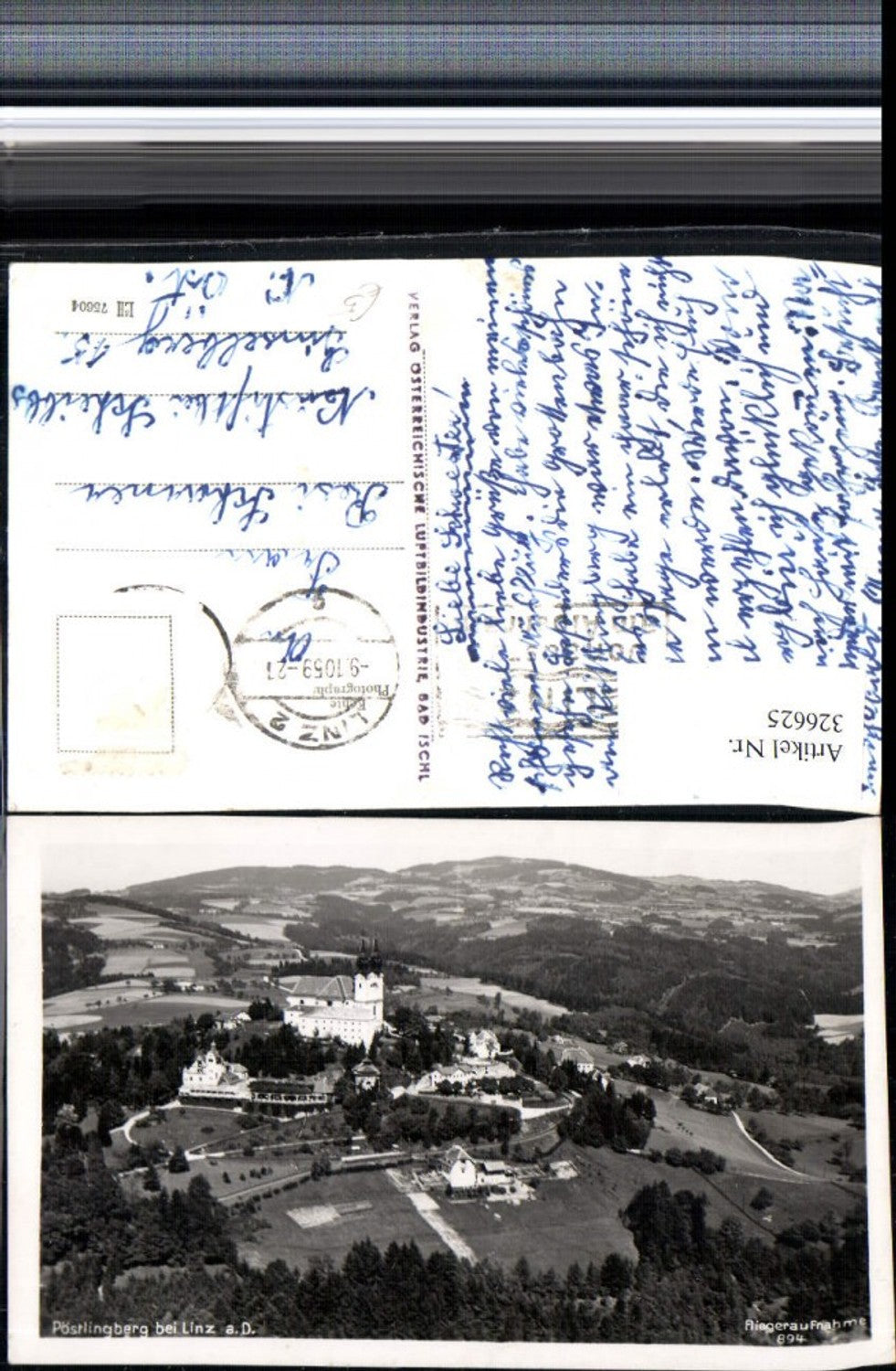 326625,Linz an d. Donau Pöstlingberg Totale Kirche Fliegeraufnahme 894