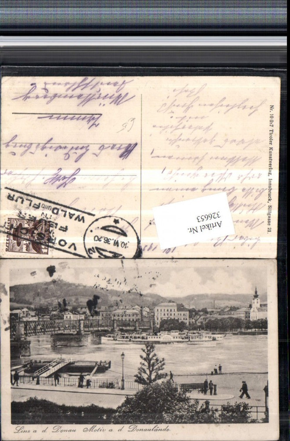 326653,Linz an d. Donau Teilansicht Brücke Dampfer Donaulände