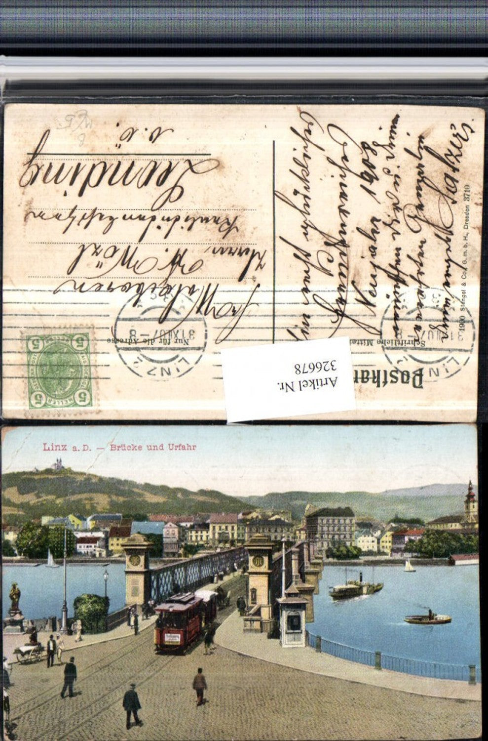 326678,Linz an d. Donau Brücke u. Urfahr Straßenbahn Pöstlingberg