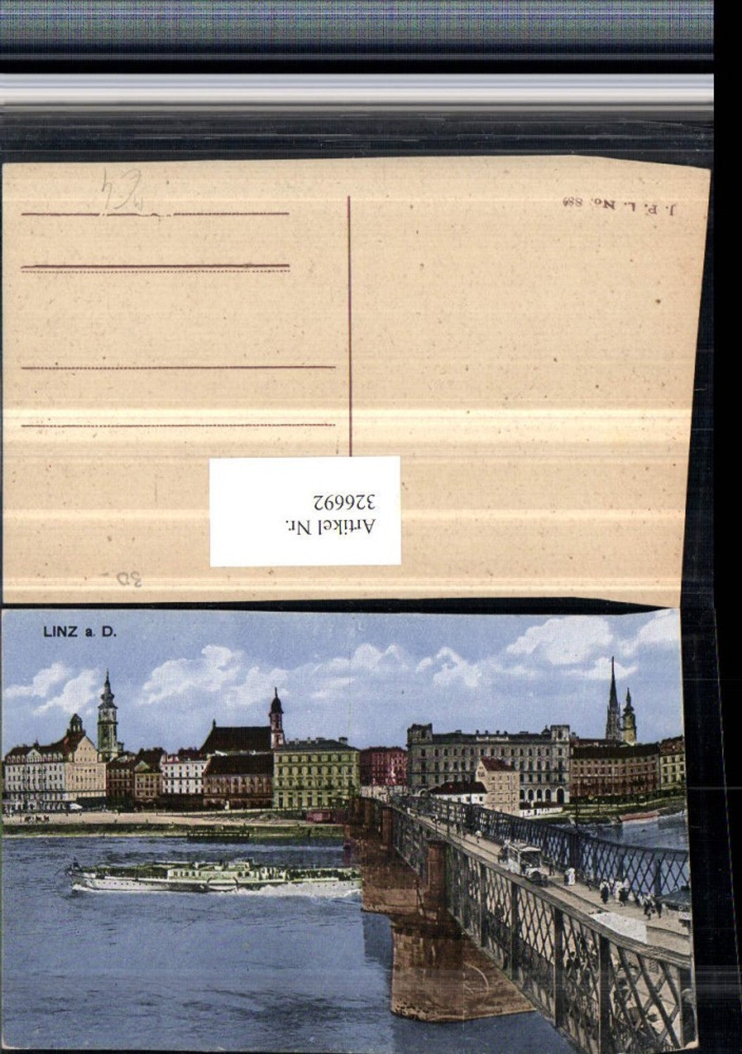 326692,Linz an d. Donau Teilansicht Brücke Schiff