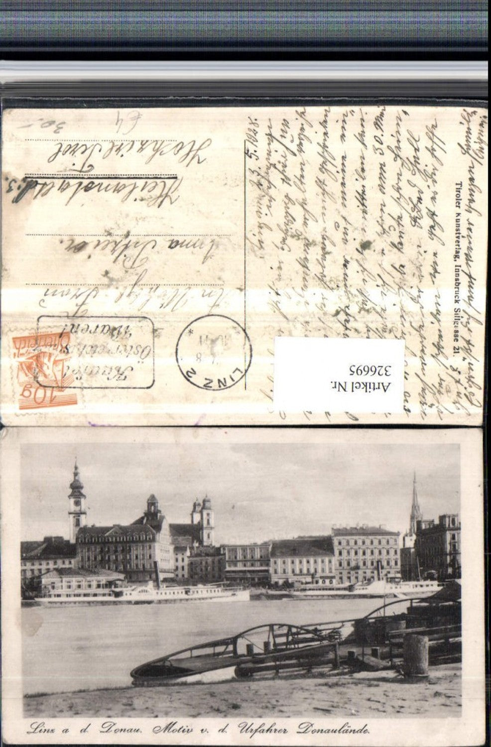 326695,Linz an d. Donau Teilansicht Urfahrer Donaulände Dampfer