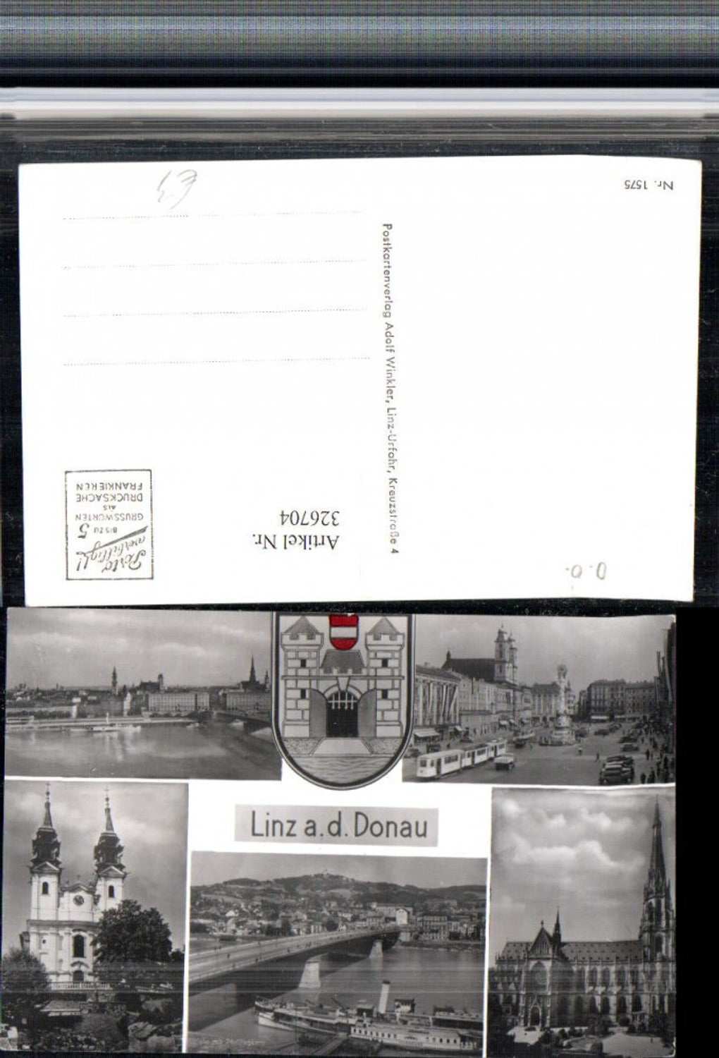 326704,Linz an d. Donau Teilansicht Dampfer Dom Hauptplatz Straßenbahn Pöstlingberg Kirche