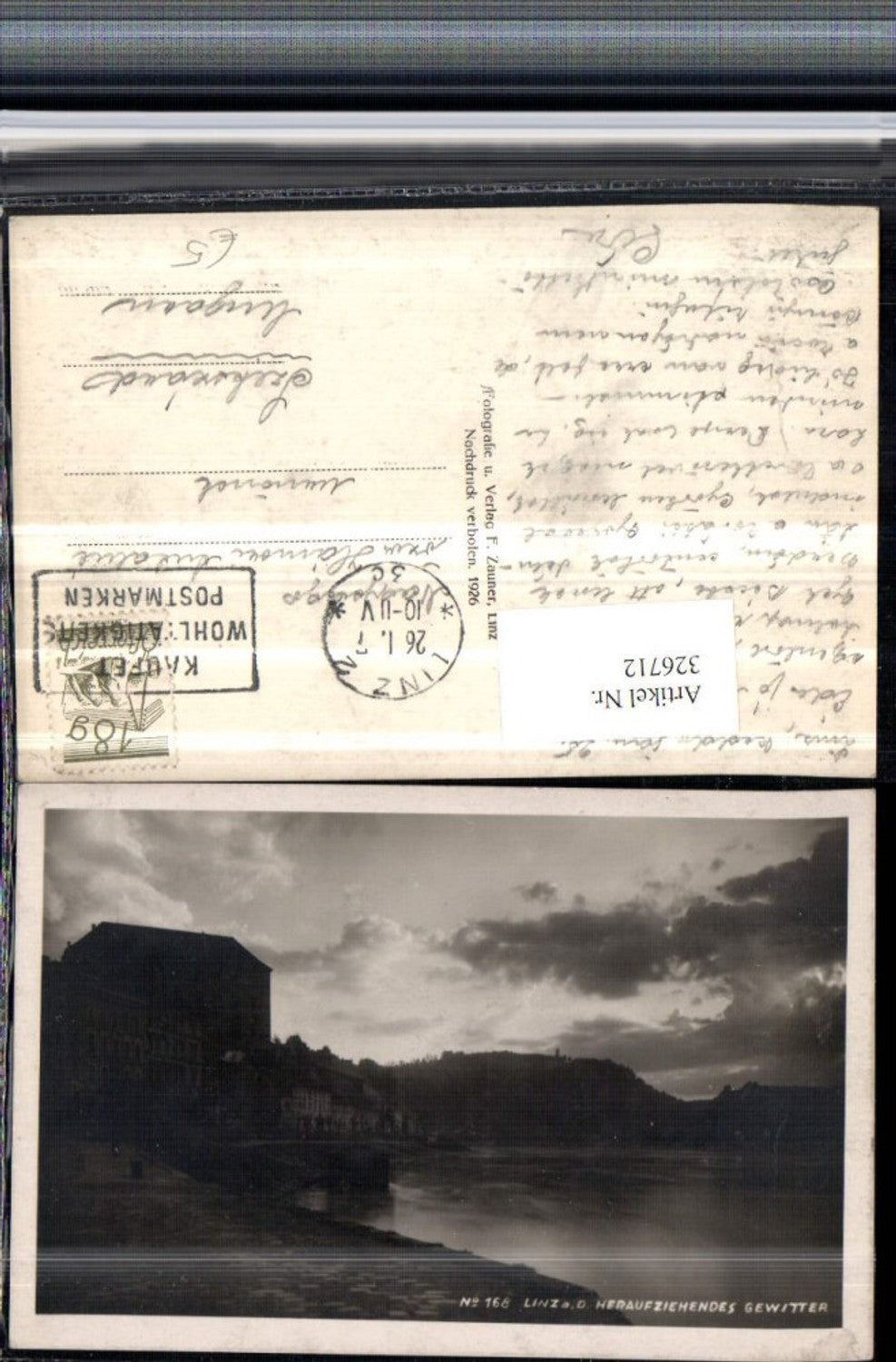326712,Linz an d. Donau Schlosskaserne Heraufziehendes Gewitter