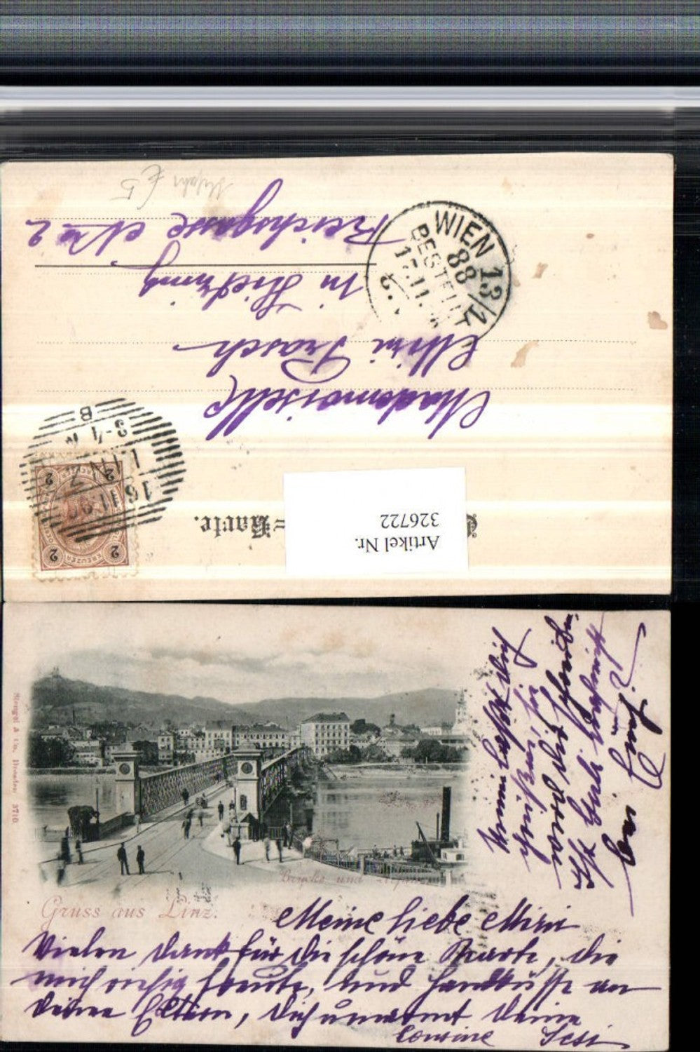 326722,Gruß aus Linz an d. Donau Urfahr Brücke pub Stengel & Co 3710