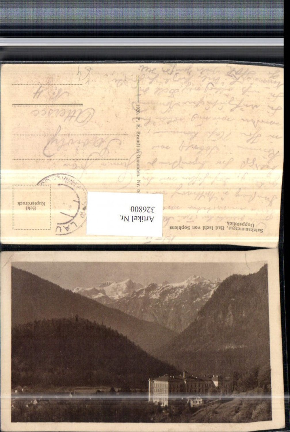 326800,Bad Ischl Hotel von Sophiens Doppelblick Bergkulisse pub F. E. Brandt 049