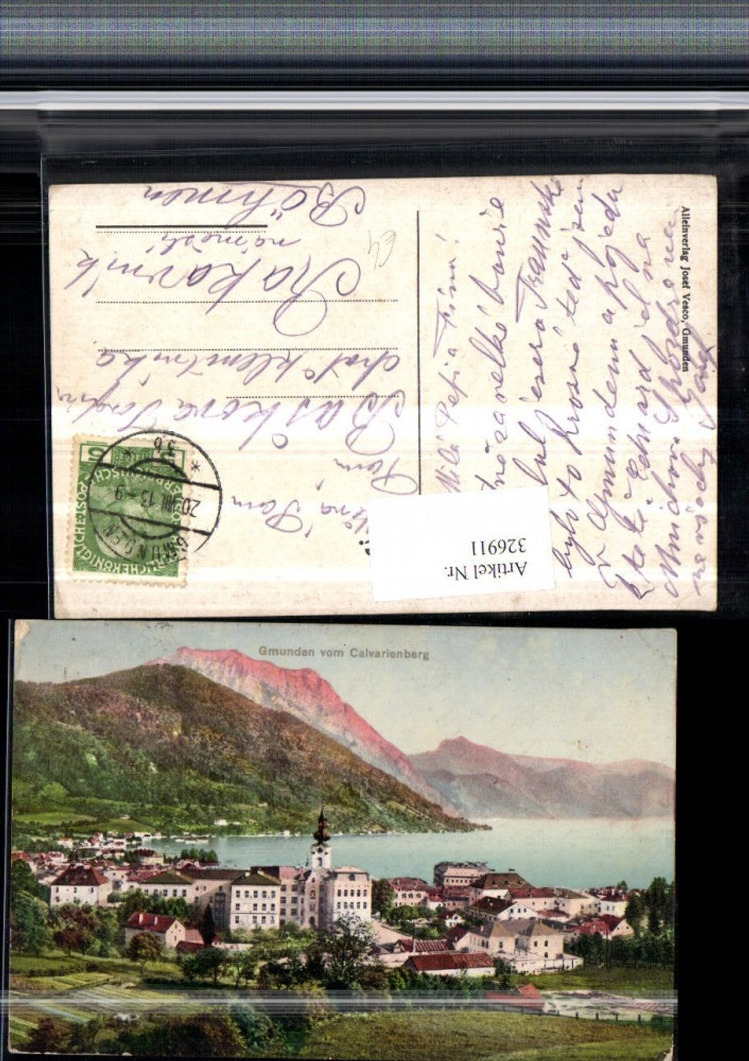 326911,Gmunden Totale vom Kalvarienberg Bergkulisse