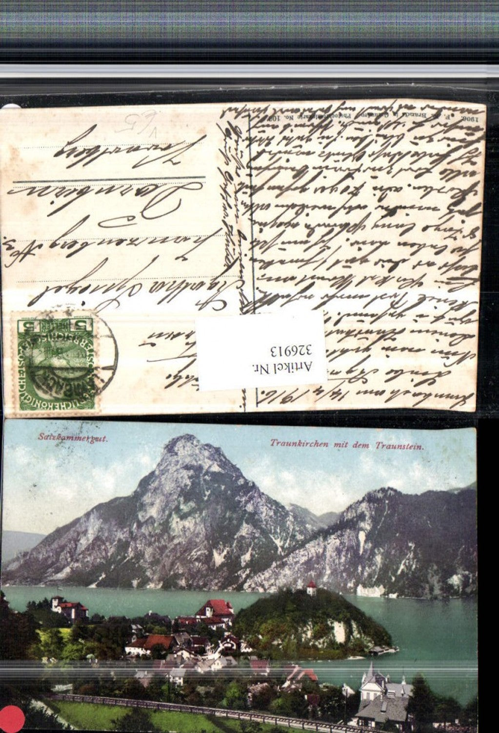 326913,Traunkirchen Totale m. Traunstein Bergkulisse pub F. E. Brandt 106