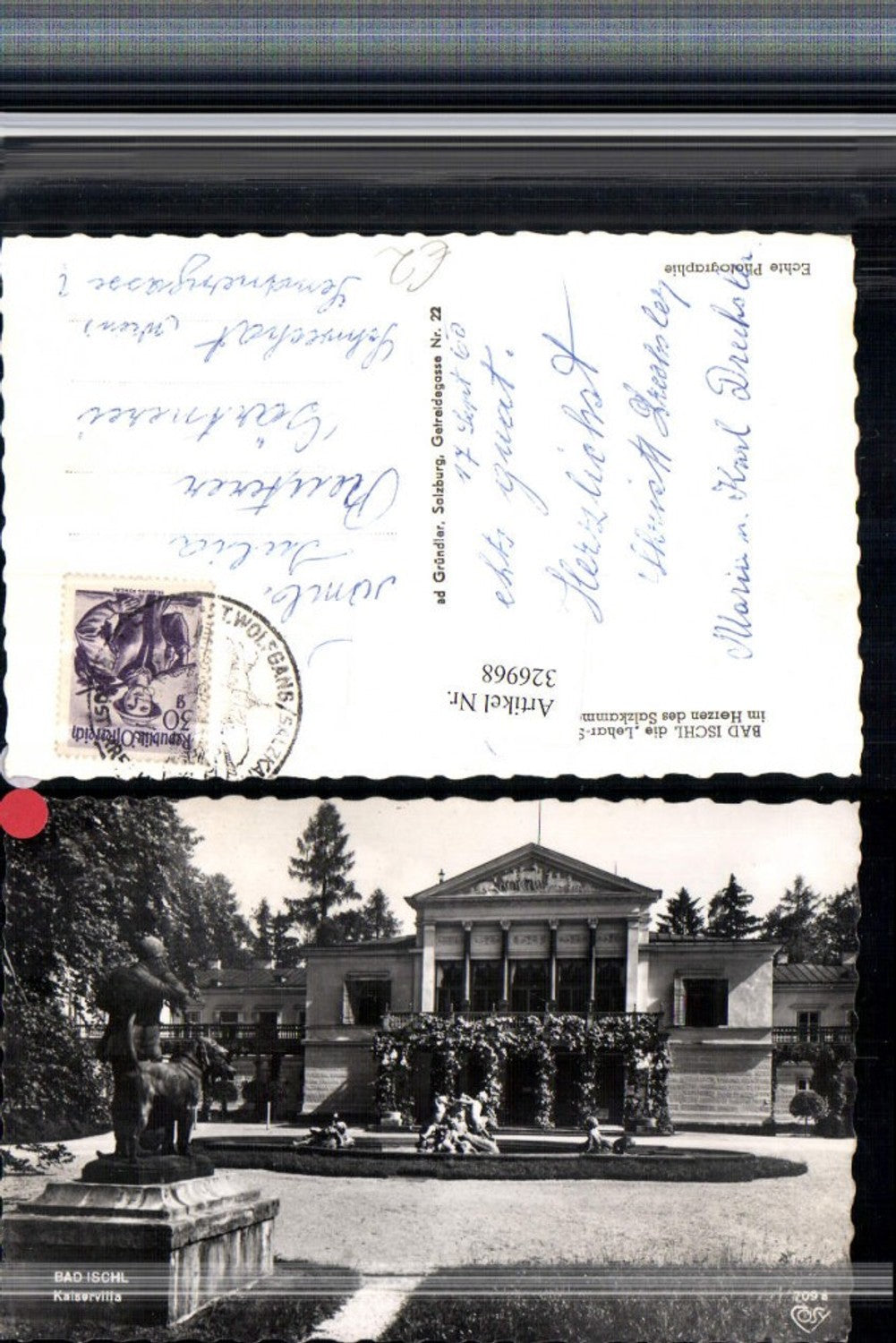 326968,Bad Ischl Kaiservilla Denkmal Brunnen pub Cosy 709a