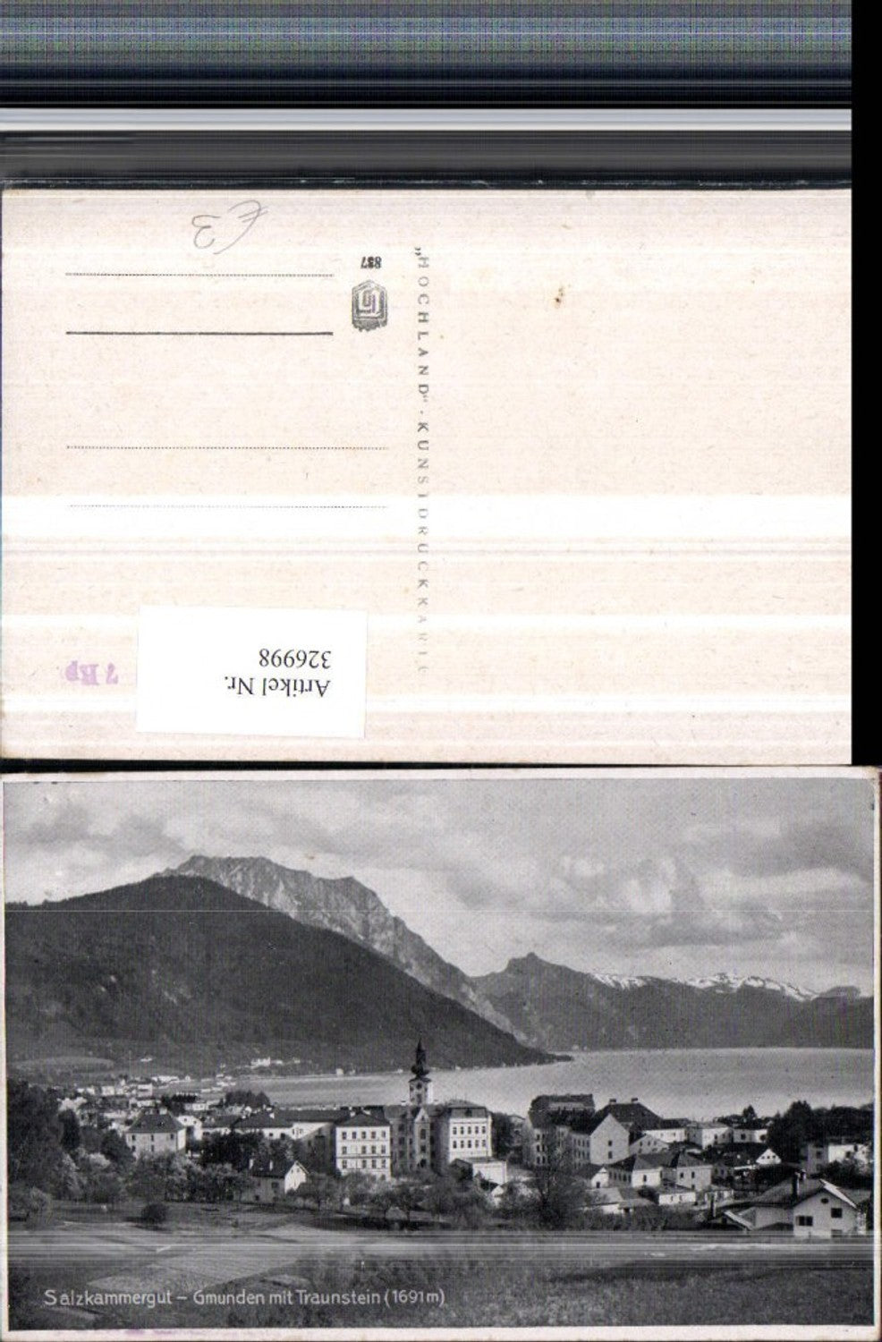 326998,Gmunden Totale m. Traunstein Bergkulisse