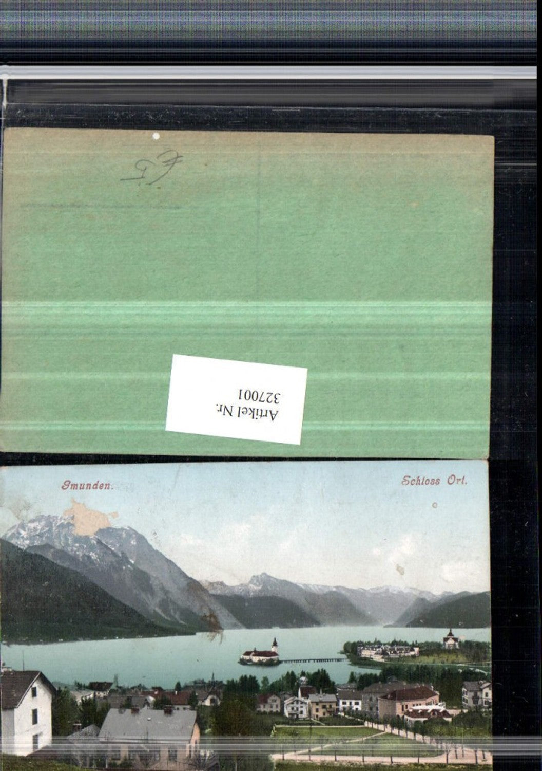 327001,Gmunden Teilansicht m. Schloss Ort Orth Bergkulisse