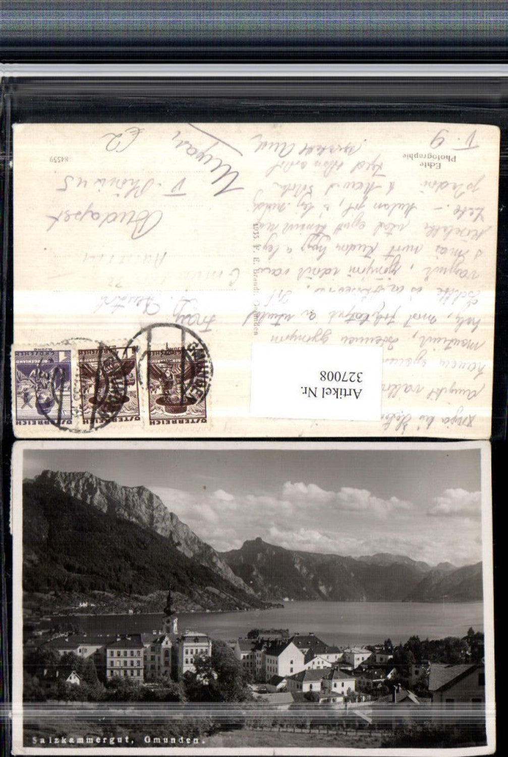 327008,Gmunden Teilansicht Bergkulisse