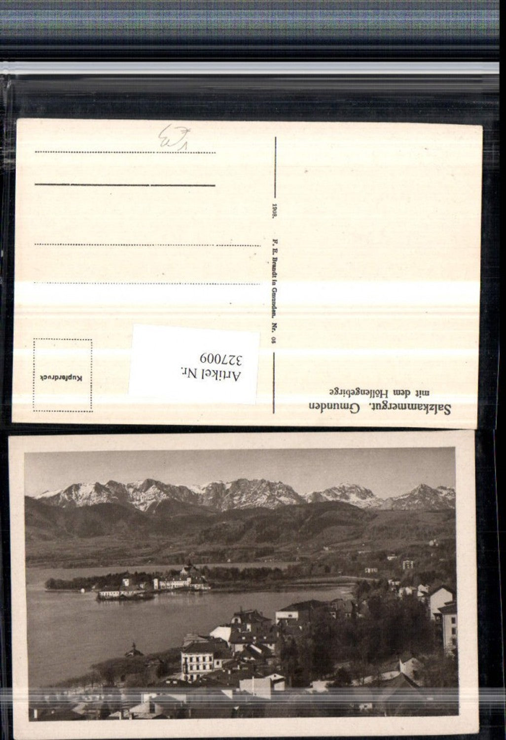 327009,Gmunden Teilansicht Schloss Ort Orth m. Höllengebirge Bergkulisse pub F. E. Brandt 06