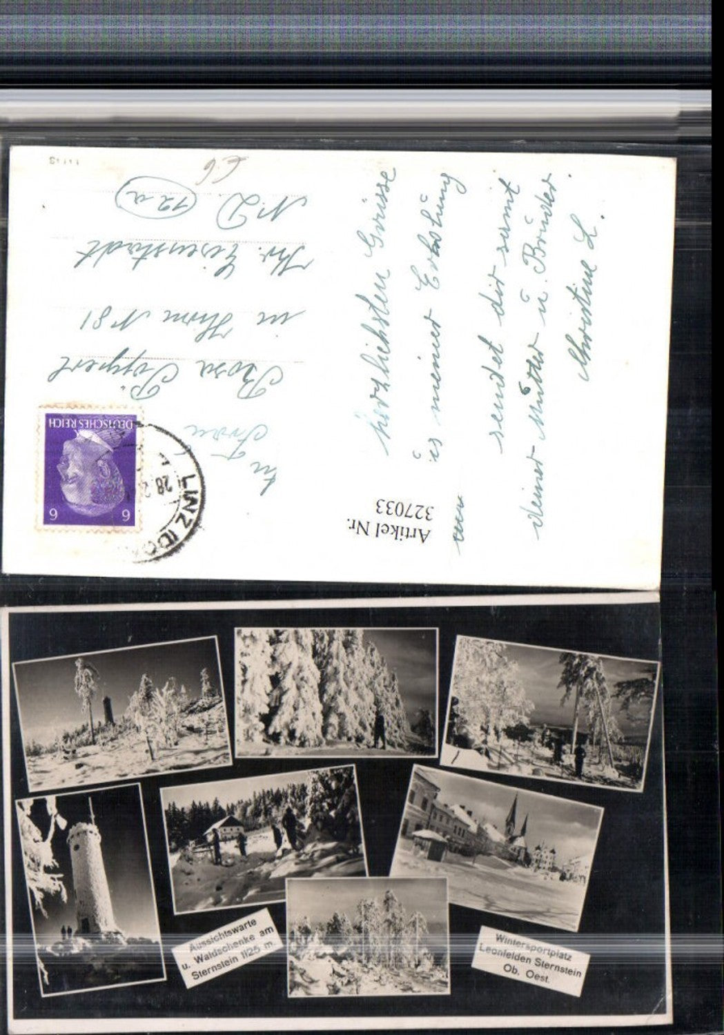 327033,Leonfelden Sternstein Hauptplatz Aussichtswarte u. Waldschenke Mehrbildkarte Winterbilder