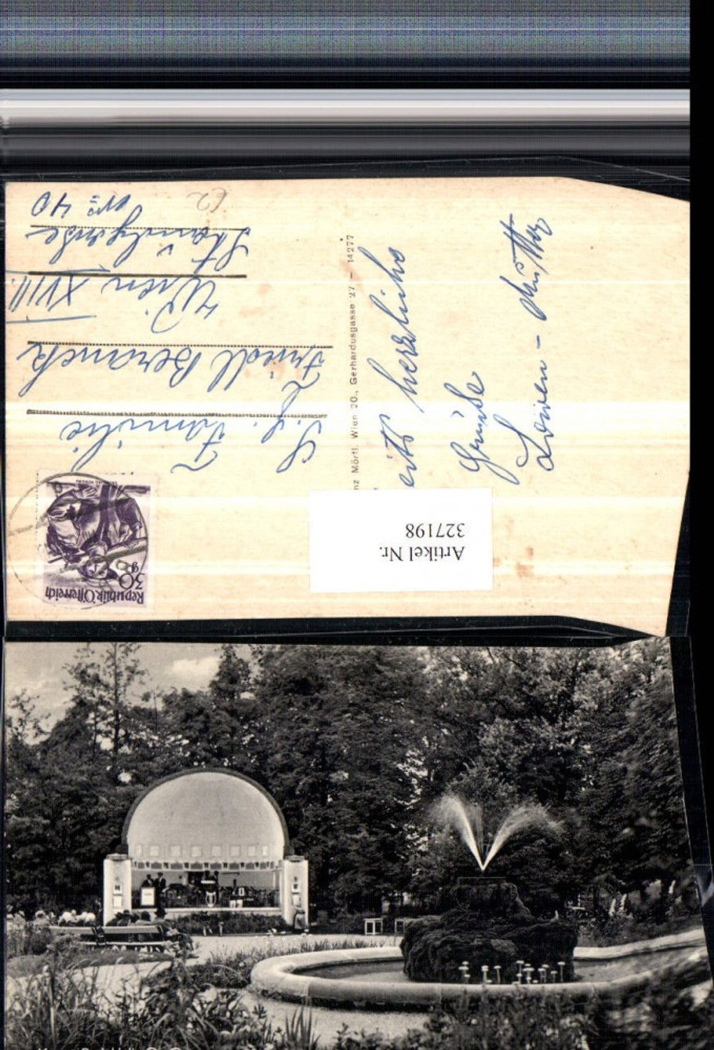 327198,Bad Hall Kurpark Musikpavillon Springbrunnen