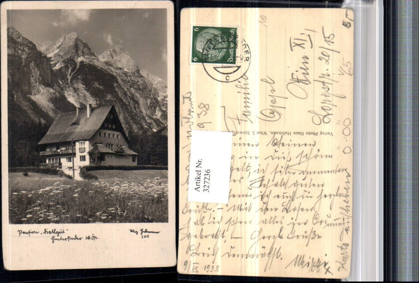 327236,Foto AK Hinterstoder Pension Dietlgut Bergkulisse pub Foto Hubmann 200