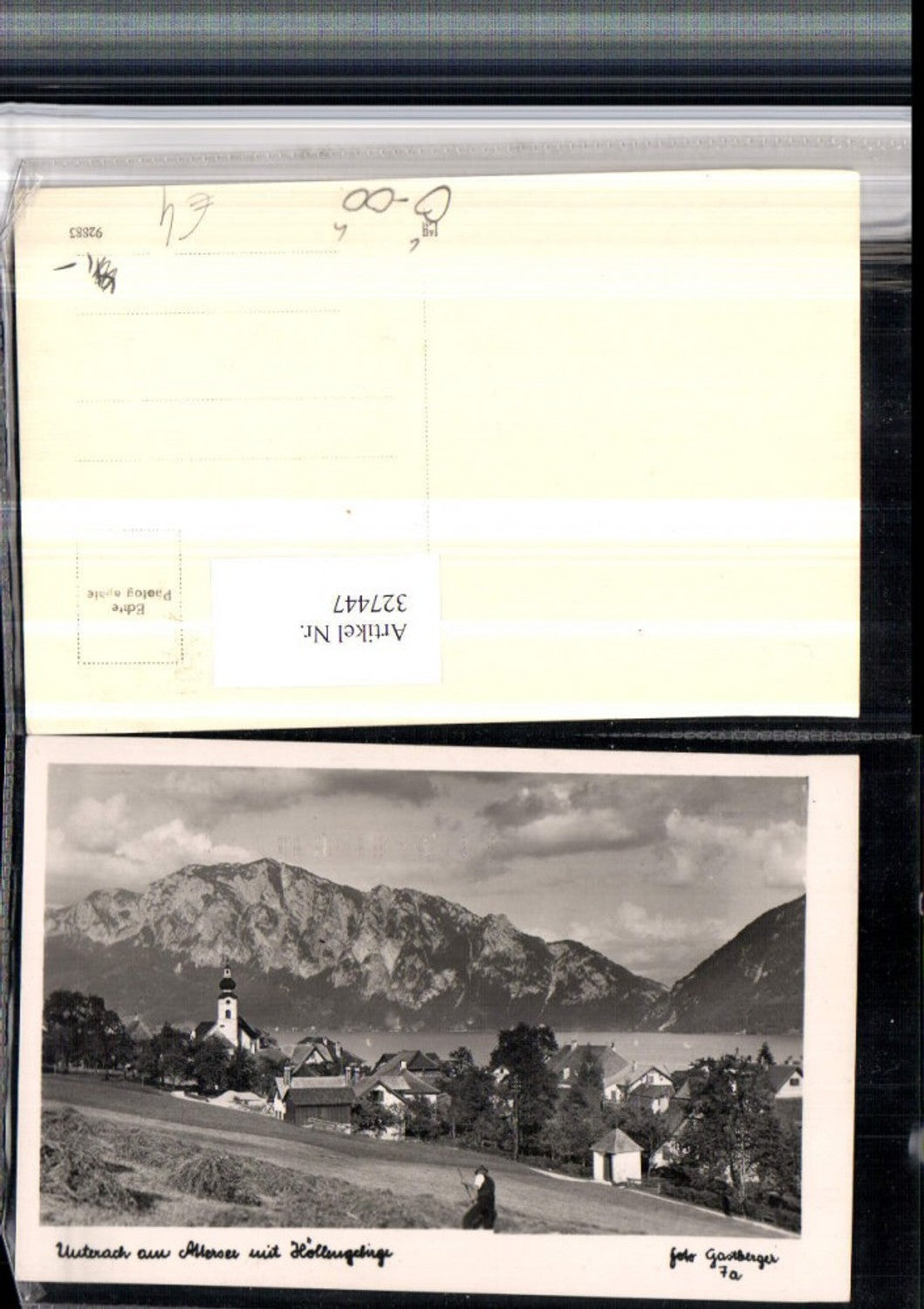 327447,Unterach am Attersee Teilansicht m. Höllengebirge Bergkulisse