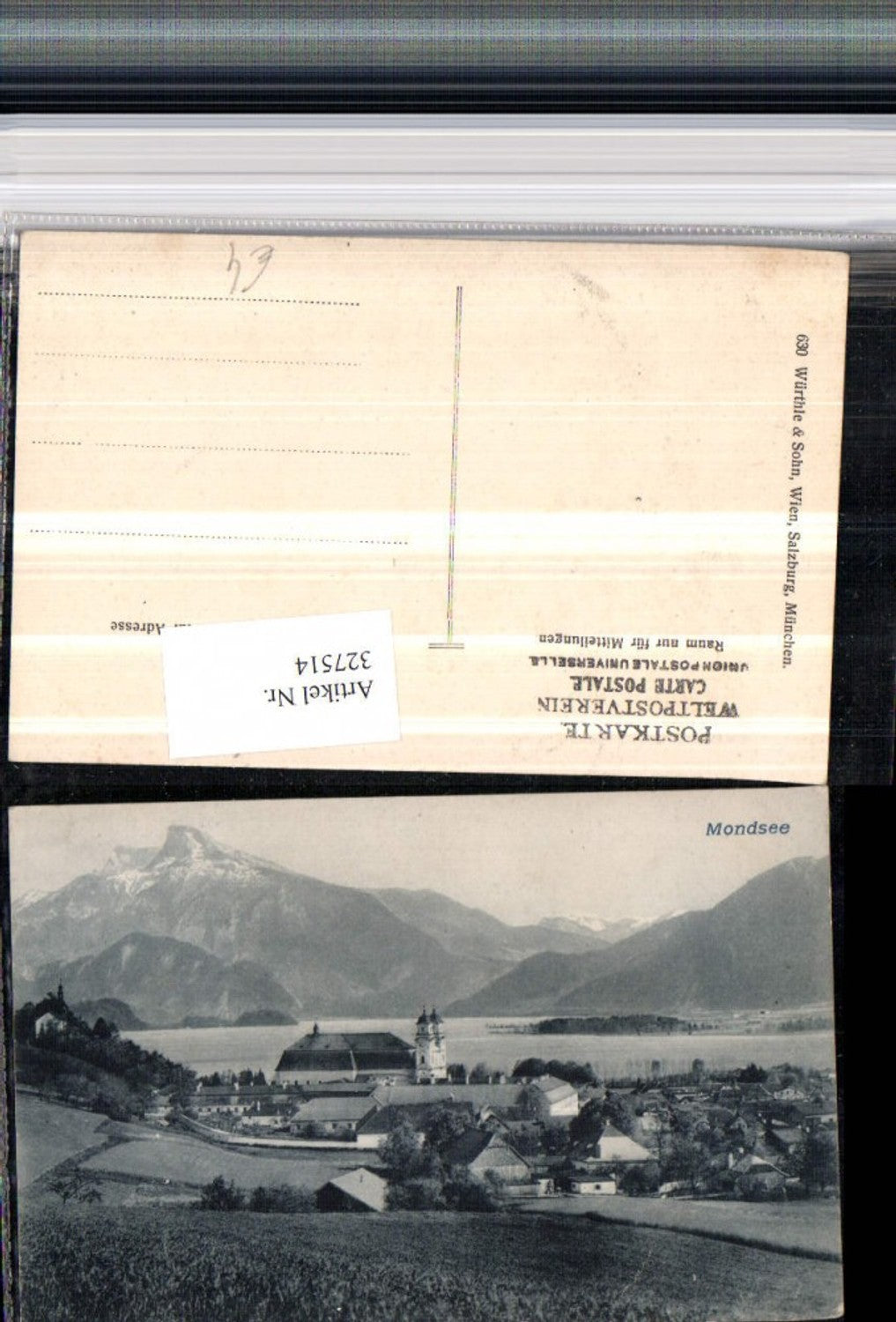 327514,Mondsee Teilansicht m. Kloster Bergkulisse
