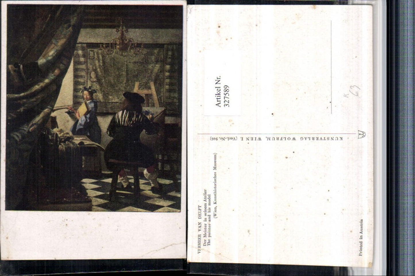 327589,Künstler AK Vermeer van Delft Der Meister in seinem Atelier Maler Künstler