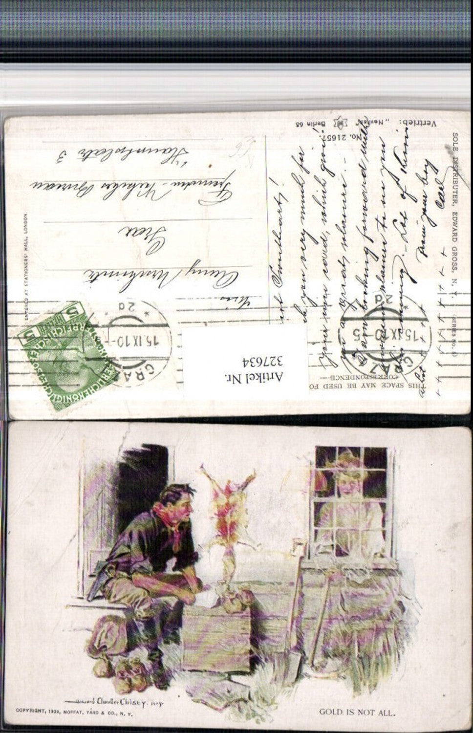 327634,Künstler AK Howard Chandler Christy Gold is not all Mann Frau Fenster pub Novolito 21657