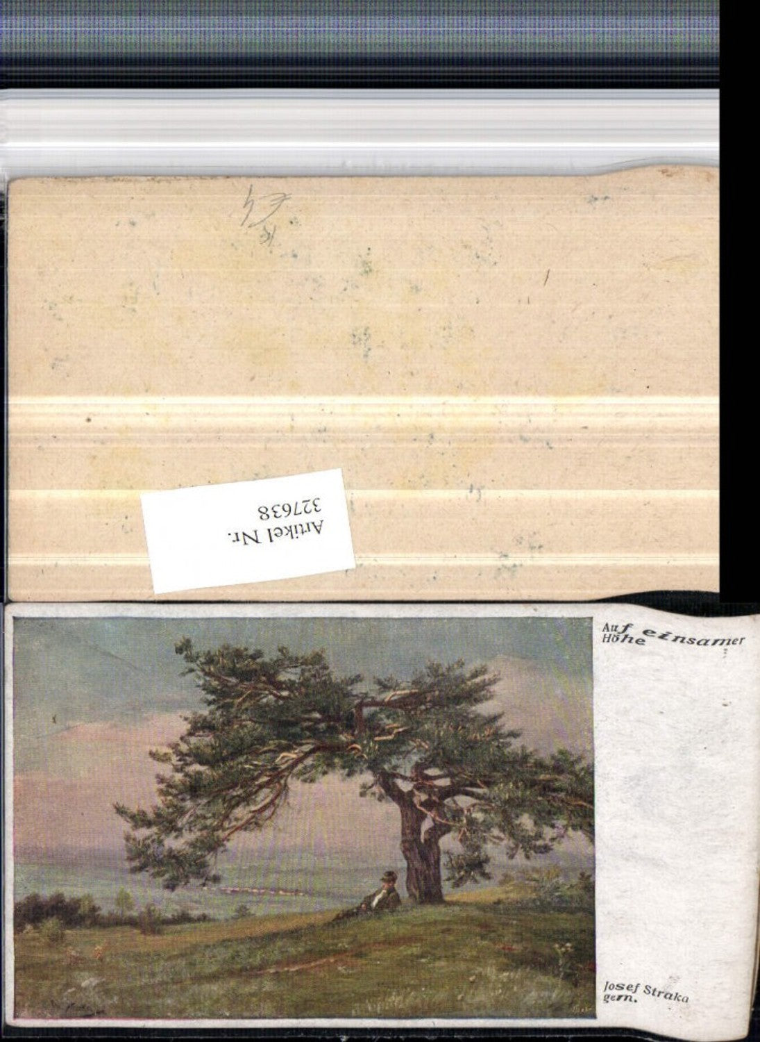 327638,Künstler AK Josef Straka Auf einsamer Höhe Landschaft Baum