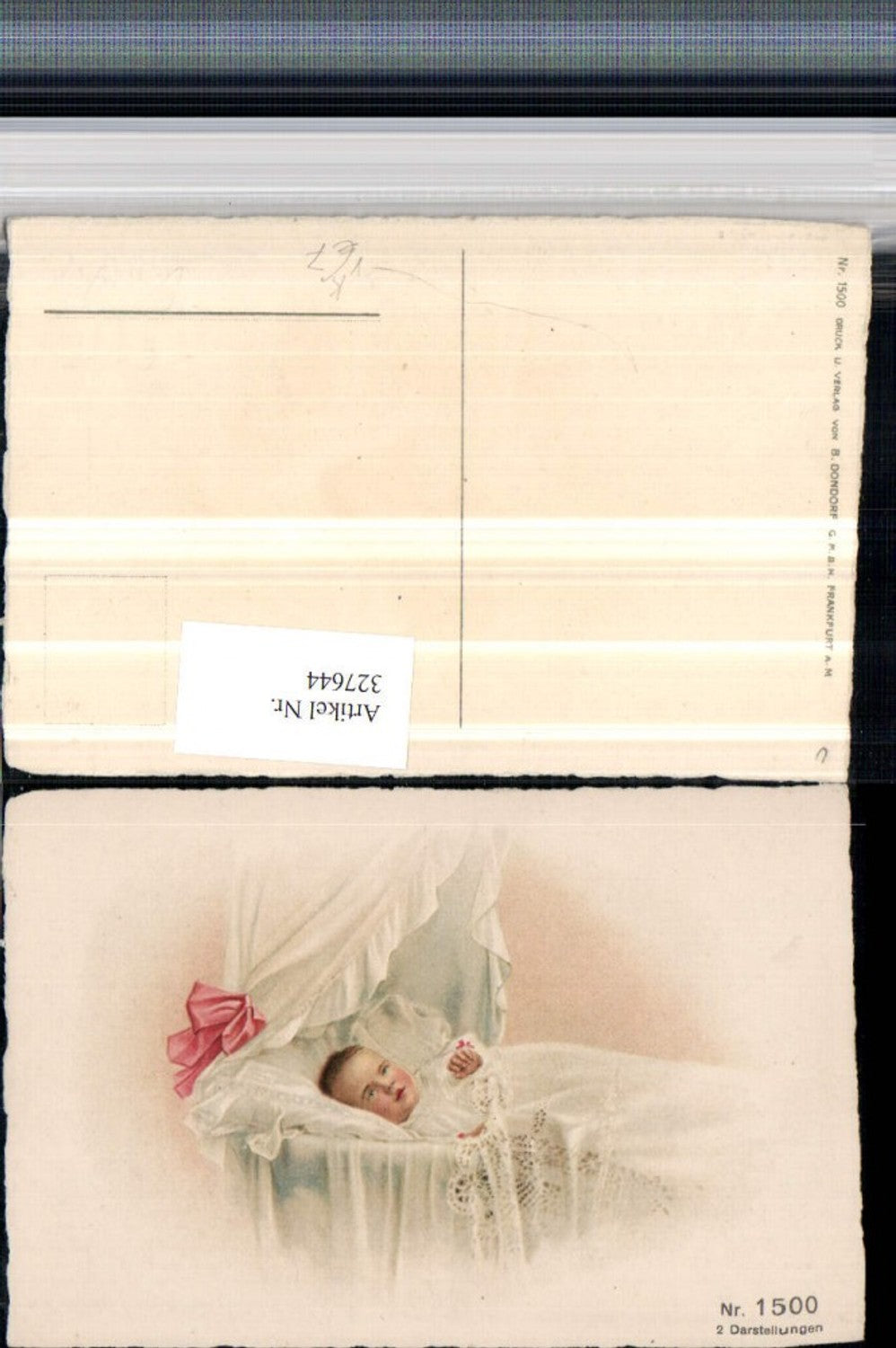327644,Künstler AK Kind Baby Wiege pub B. Dondorf 1500