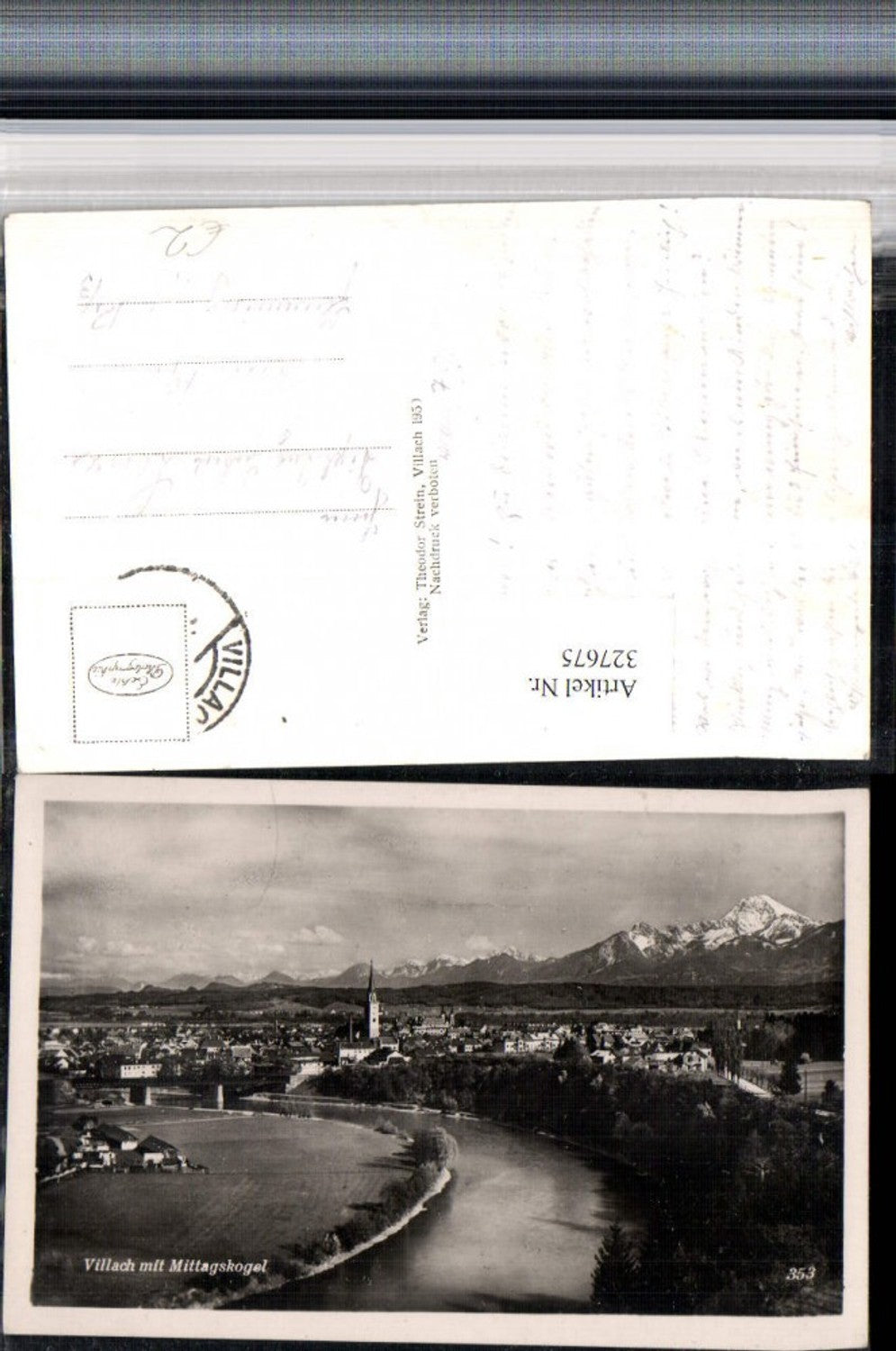 327675,Villach Totale m. Mittagskogel Bergkulisse