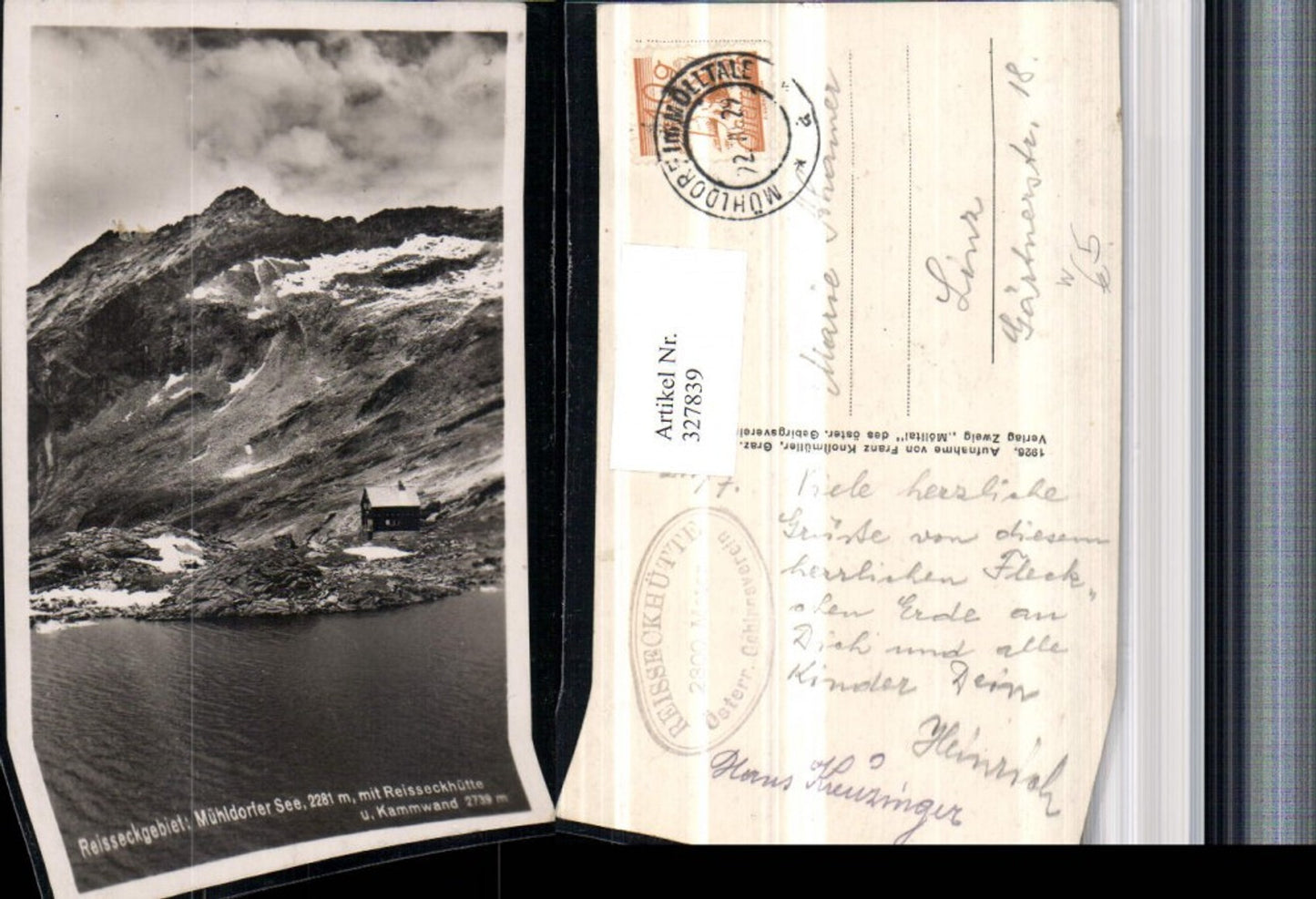 327839,Reißeckgebiet Mühldorfer See m. Reißeckhütte u. Kammwand b. Mühldorf Bergkulisse