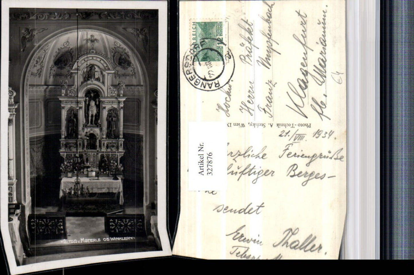 327876,Materle ob Winklern Kirche Innenansicht Altar