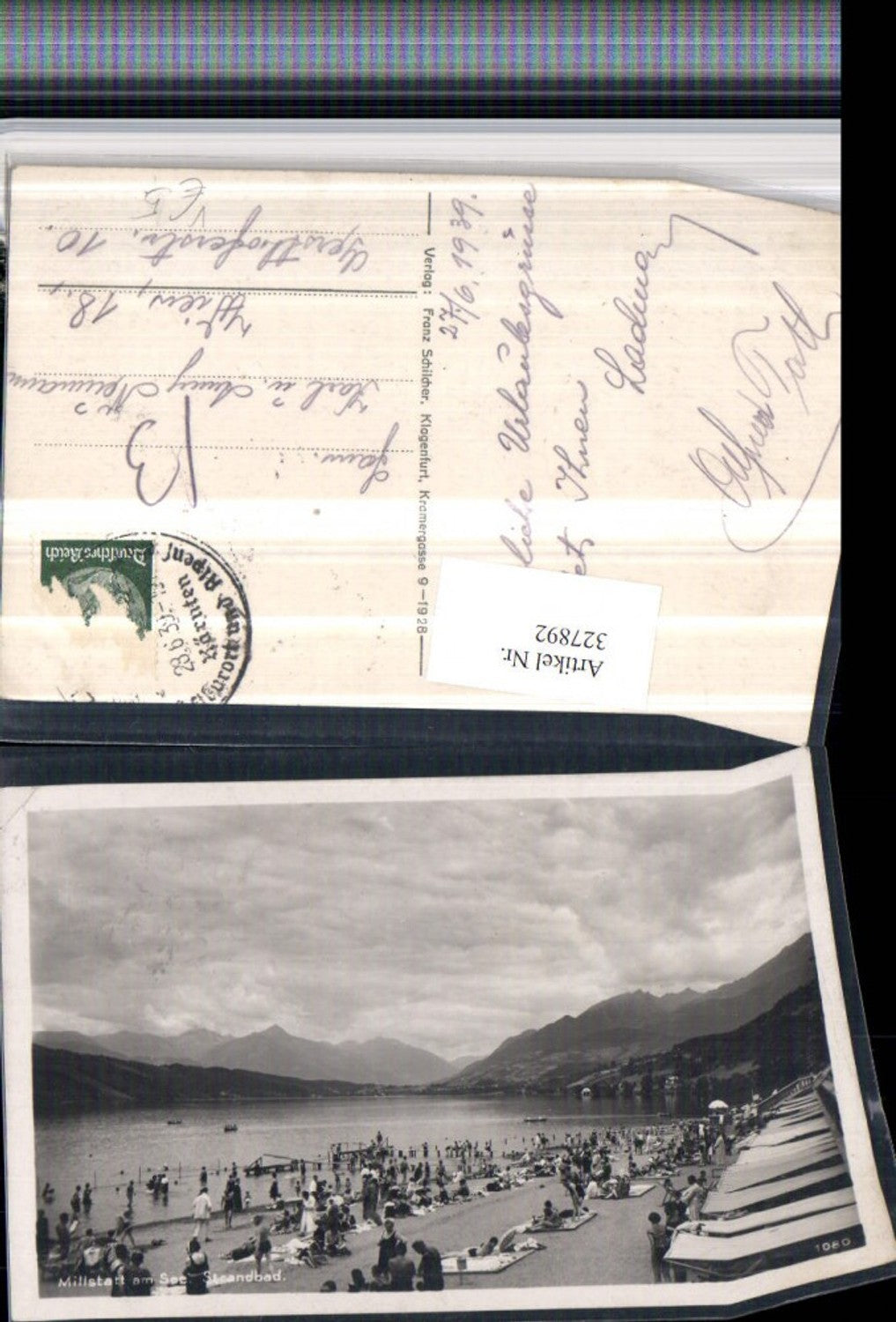 327892,Millstatt am See Strandbad Strandleben Bergkulisse pub Franz Schilcher 1080