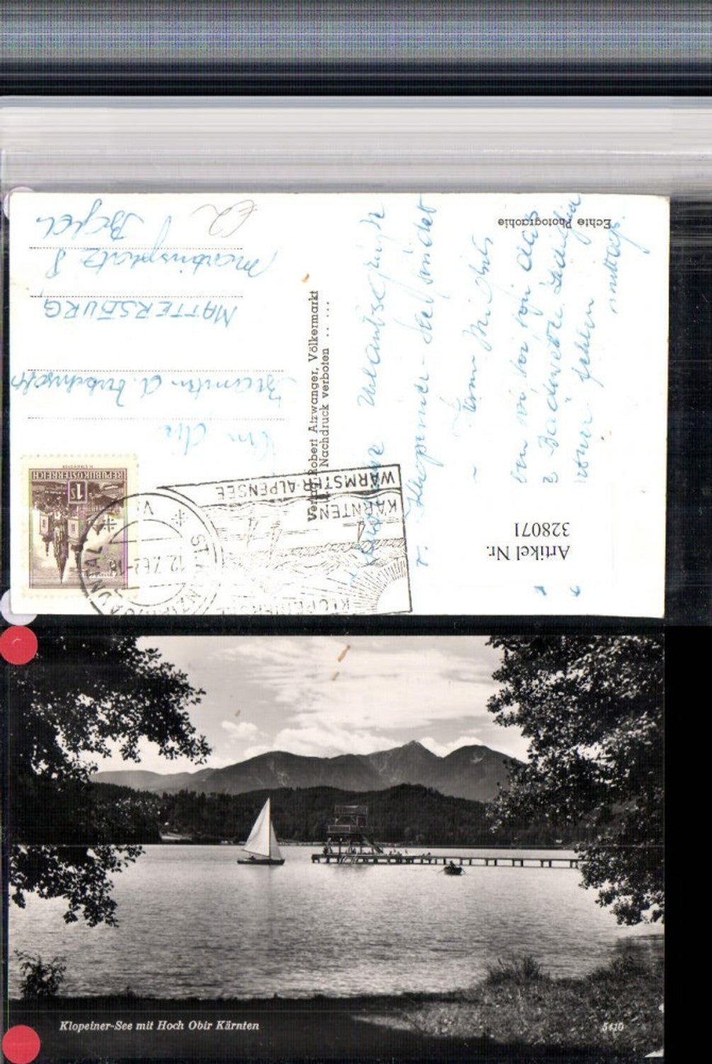 328071,Klopeiner-See b. St. Kanzian m. Hoch Obir Bergkulisse Segelboot