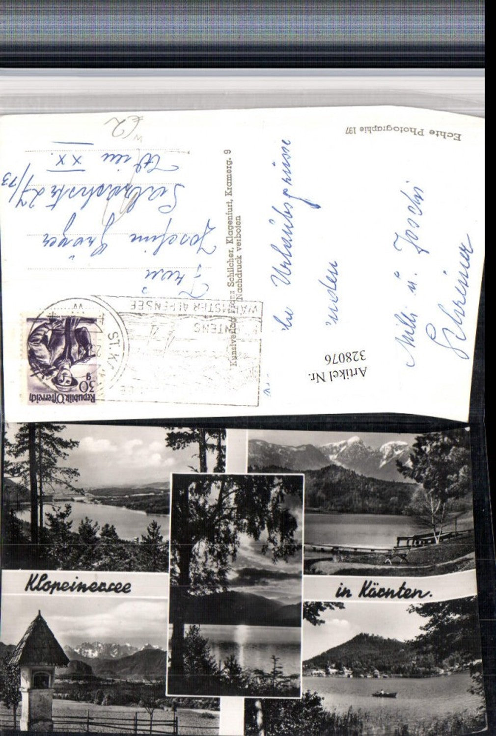 328076,Klopeinersee b. St. Kanzian Bildstock Bergkulisse Mehrbildkarte pub Franz Schilcher 197