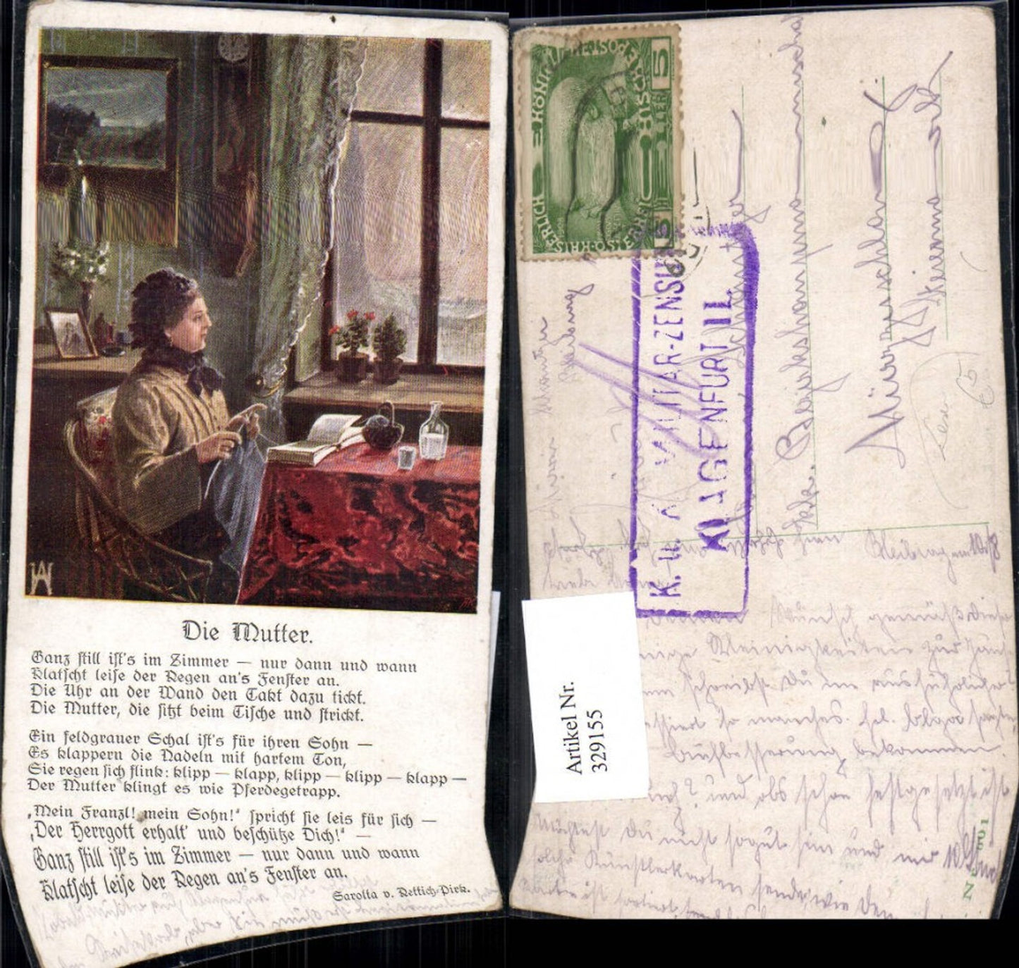 329155,Künstler Ak Die Mutter Stricken Buch Lesen Text Muttertag