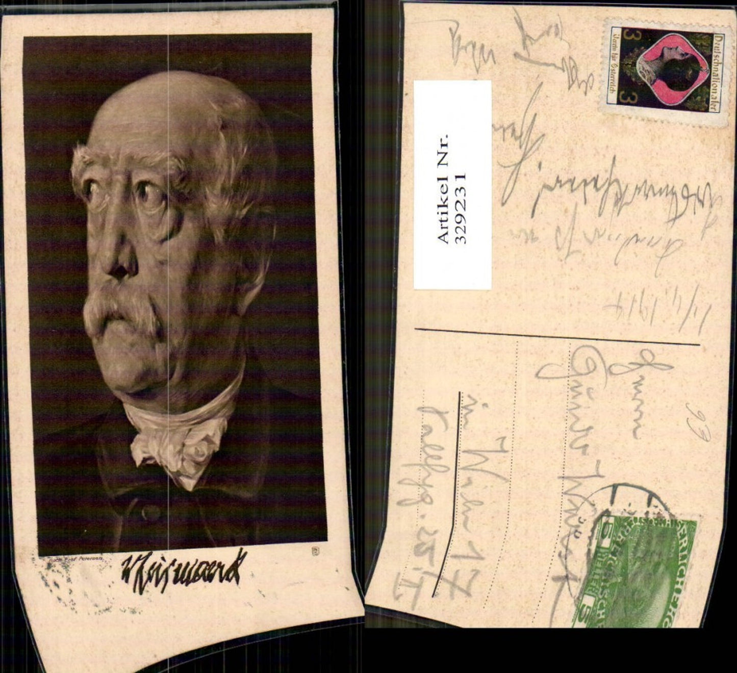 329231,Künstler Ak Prof. Petersen Otto von Bismarck