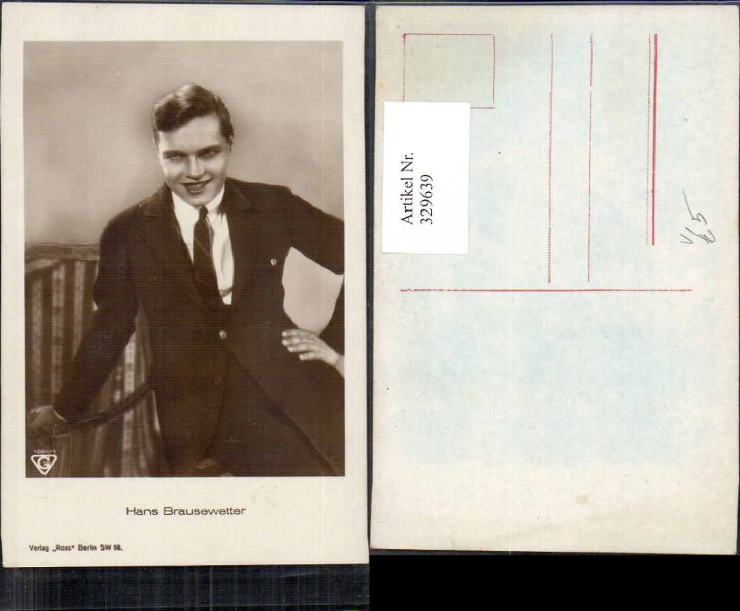 329639,Foto Ak Hans Brausewetter Schauspieler Sänger pub Ross 1051/1