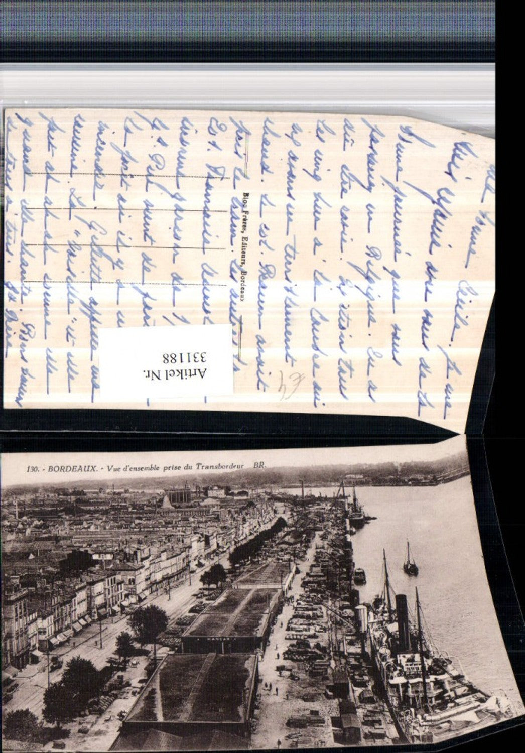 331188,Aquitanien Gironde Bordeaux Vue d'ensemble prise du Transbordeur Teilansicht Dampfer