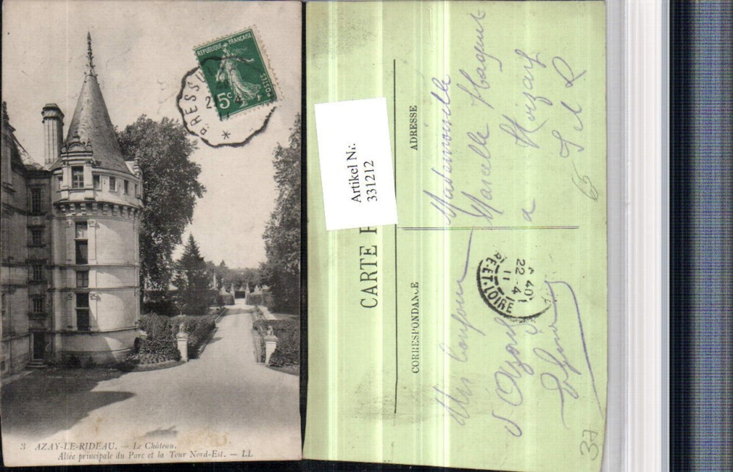 331212,Centre Indre-et-Loire Azay-le-Rideau Le Chateau Schloss Allee principale du Parc