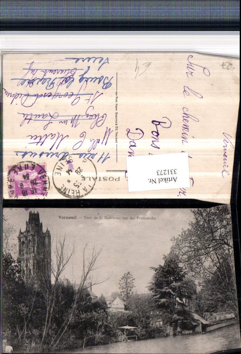 331273,Haute-Normandie Eure Verneuil Tour de la Madeleine vue des Promenades Kirchenturm