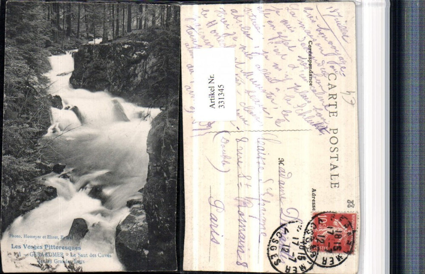 331345,Lothringen Vosges Gerardmer Le Saut des Cuves par les Grandes Eaux Wasserfall