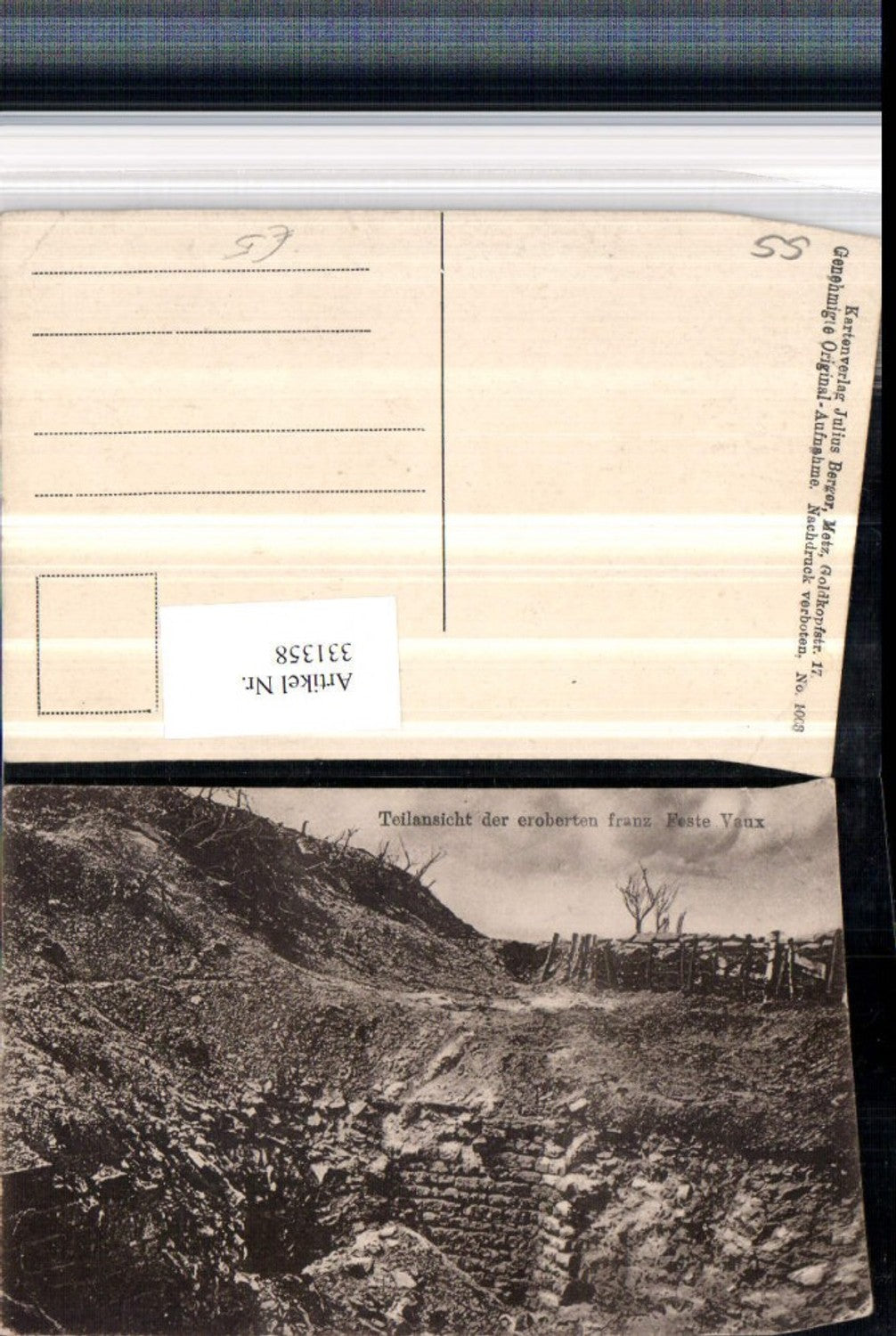 331358,Lothringen Meuse Teilansicht der eroberten franz Feste Vaux