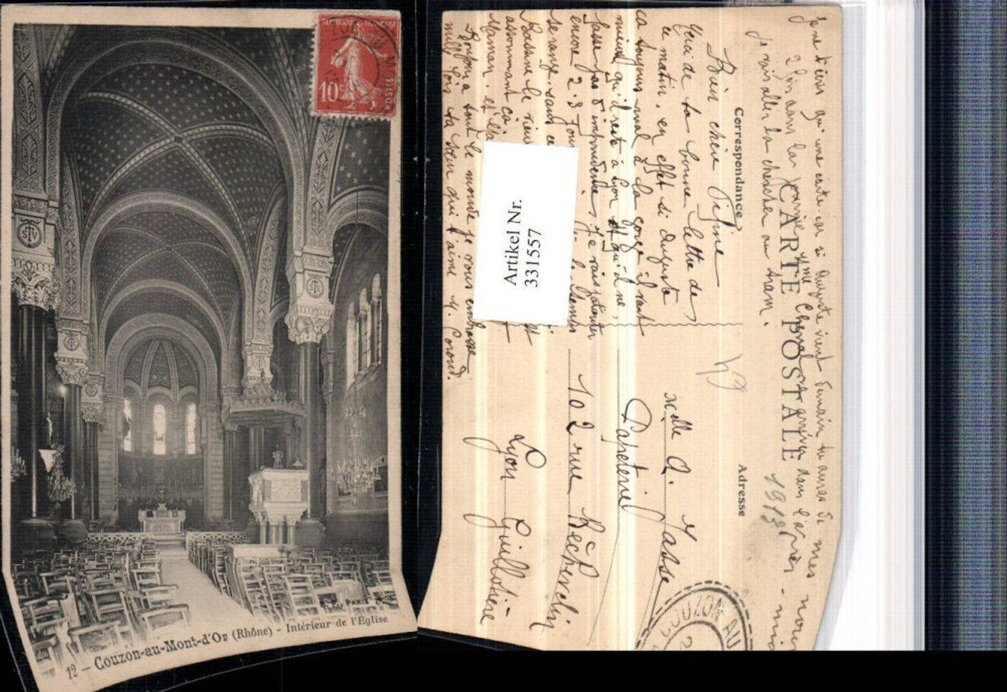 331557,Rhone-Alpes Rhone Couzon-au-Mont-d'Or Interieur de l'Eglise Kirche Innenansicht