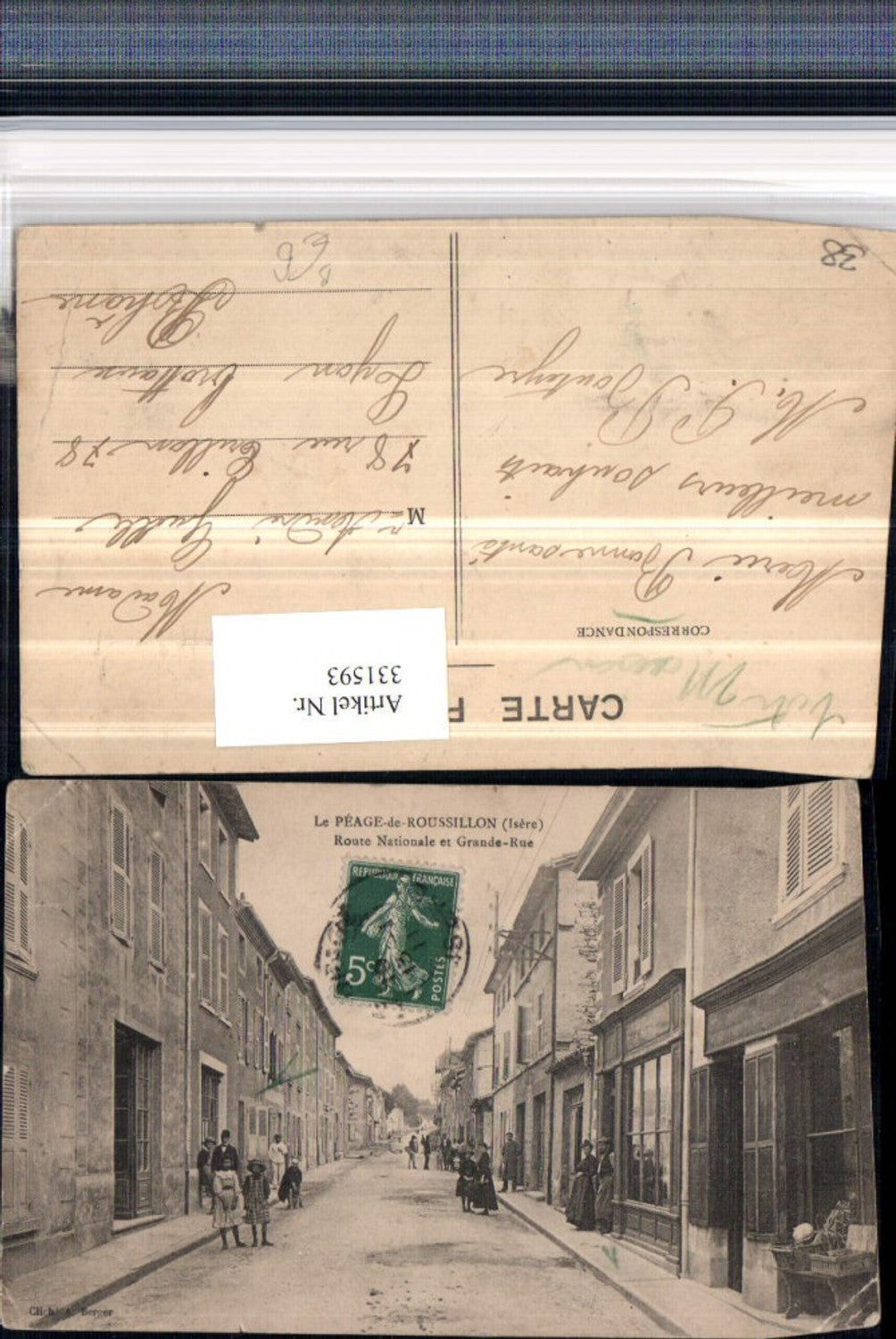 331593,Rhone-Alpes Isere Le Peage-de-Roussillon Route Nationale et Grand-Rue Straßenansicht