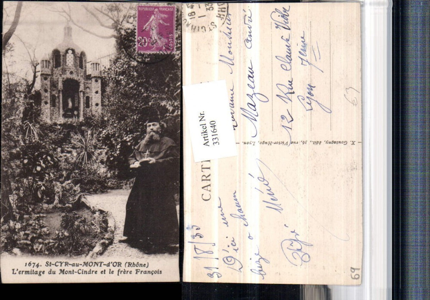 331640,Rhone-Alpes Rhone St-Cyr-au-Mont-d'Or l#ermitage du Mont-Cindre et le frere Francois