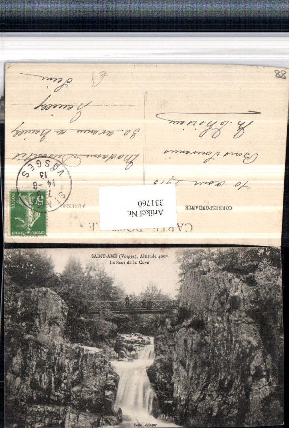 331760,Lothringen Vosges Saint-Ame Altitude Le Saut de la cuve Wasserfall Brücke