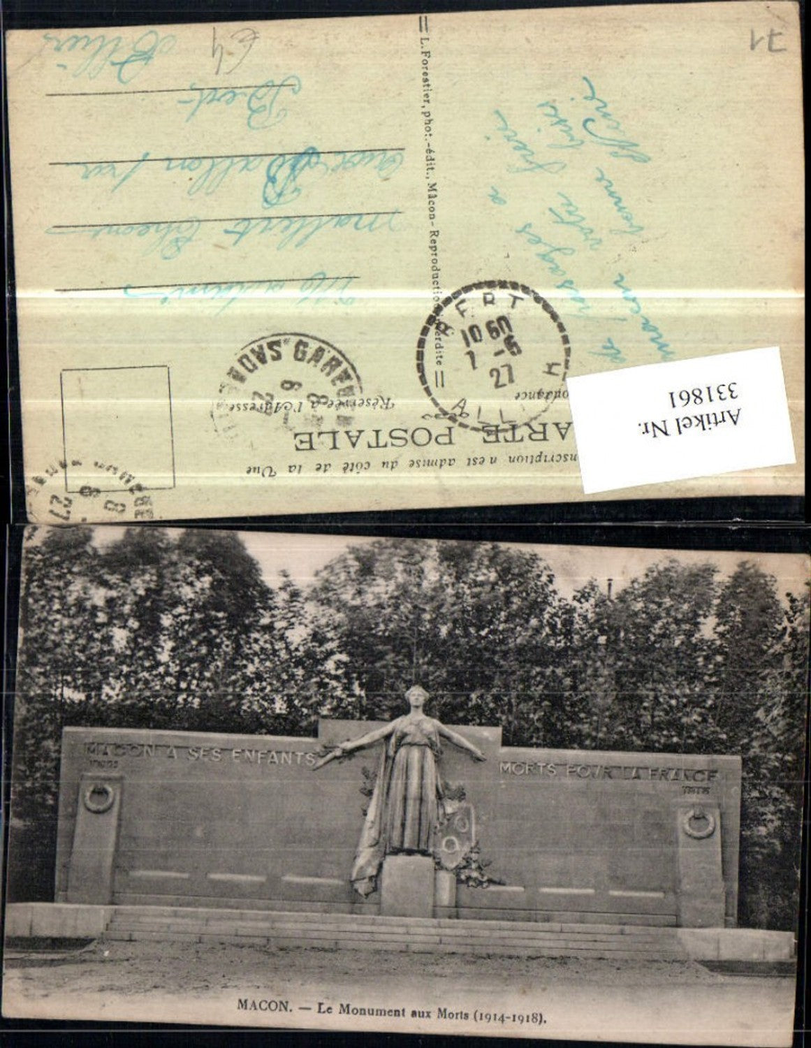 331861,Burgund Saone-et-Loire Macon Le Monument aux Morts