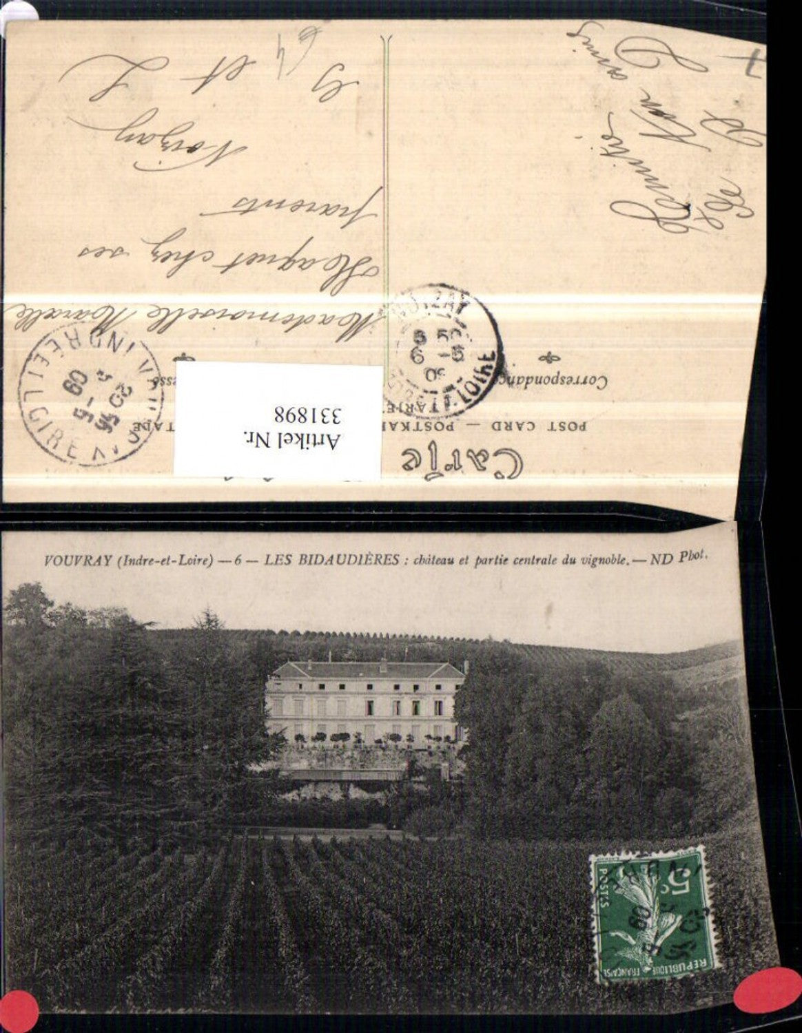 331898,Centre Indre-et-Loire Vouvray Les Bidaudieres Chateau et partie entreale du vignoble Schloss