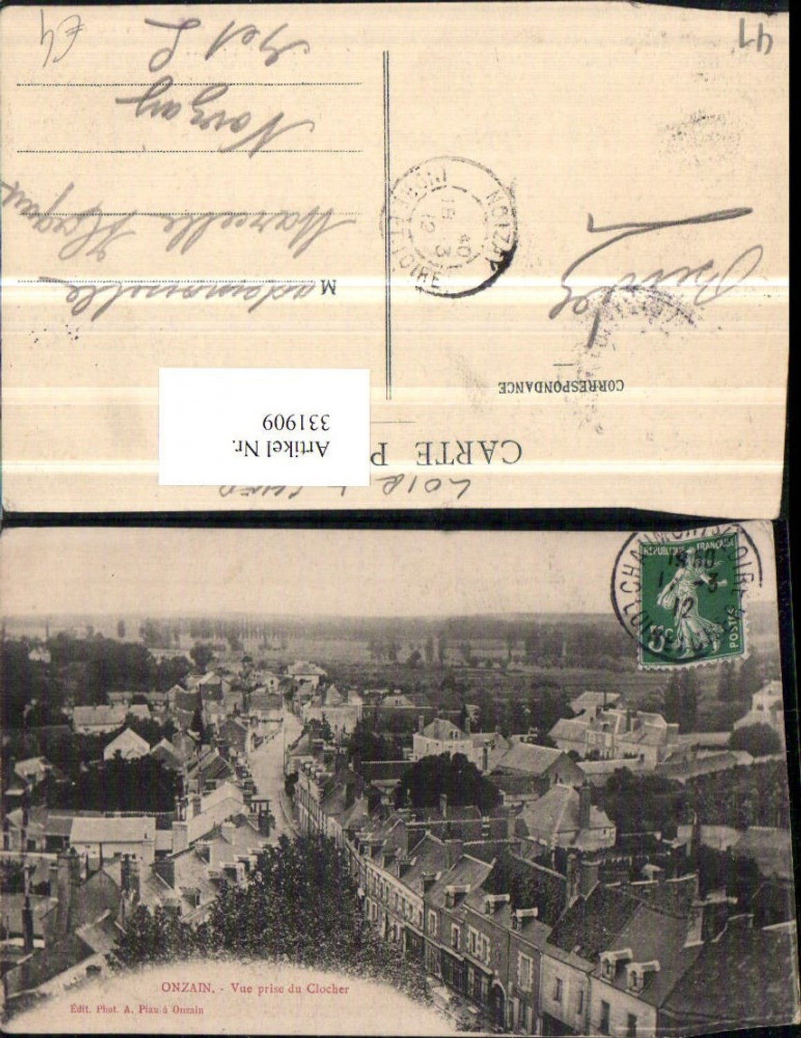 331909,Centre Loire-et-Cher Onzain Vue prise du Clocher Teilansicht