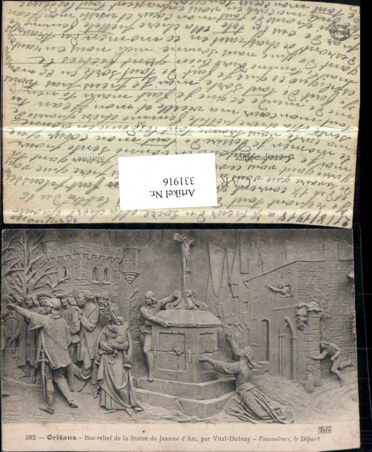 331916,Centre Loiret Orleans Bas-relief de la Statue de Jeanne d'Arc Relief