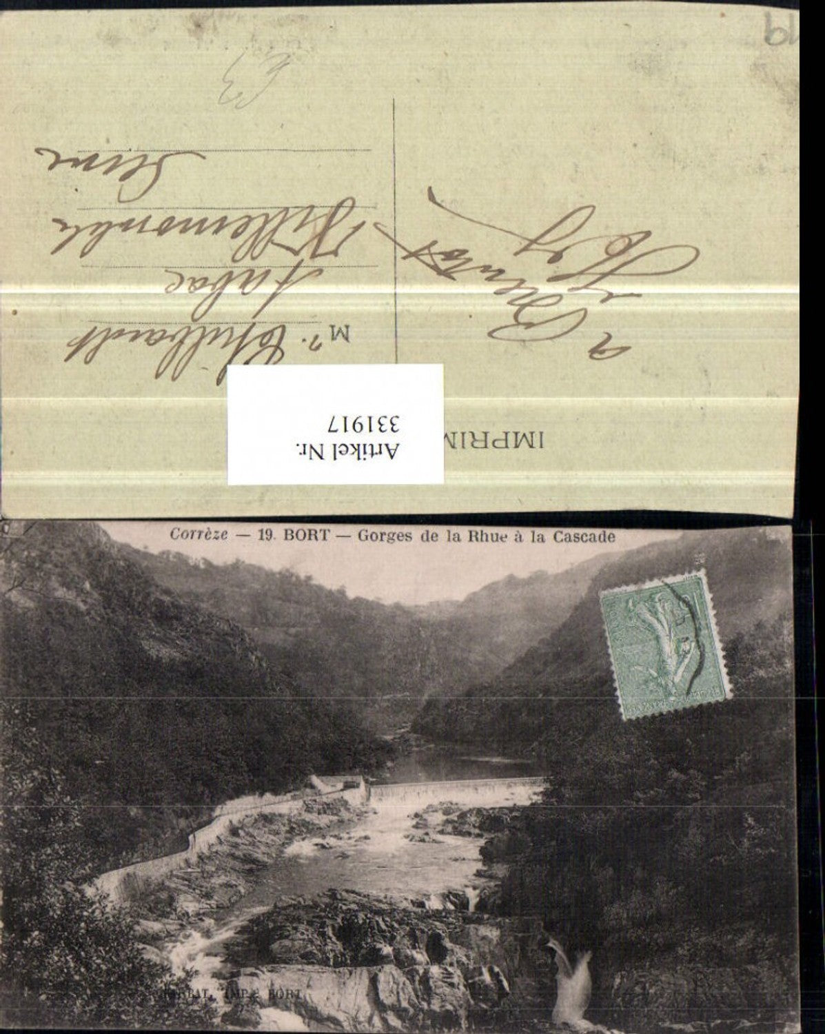 331917,Limousin Correze Bort Gorges de la Rhue a la Cascade Wehr