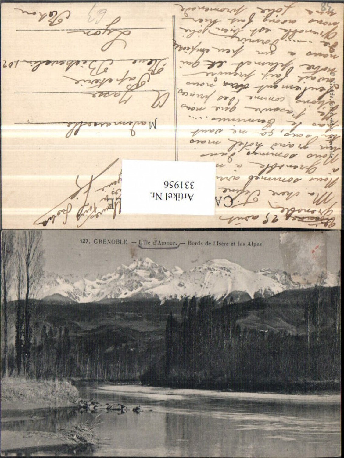 331956,Rhone-Alpes Isere Grenoble L'Ile d'Amour Bords de l'Isere et les Alpes Bergkulisse